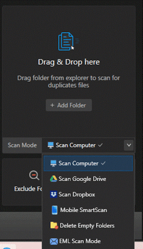 Add the files or folder to scan in the application